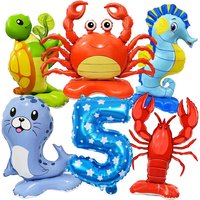 Ocean Animals Theme Disposable Tableware Set Plates Cups Whale Turtle Balloons Under The Sea Birthday Party Decorations Supplies
