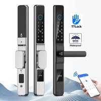 Waterproof Fingerprint Smart Lock TTLock Bluetooth APP RFID Card Code Keyless Electronic Door Lock Aluminum/Glass Sliding Door