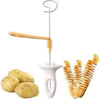 1Set Stainless Steel Twisted Potato Spiral Slice Plastic Rotate Potato Slicer Cutter Creative Vegetable Tool Kitchen Gadgets
