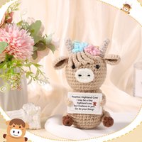 Crochet Emotional Support Cow Doll Decoration Desk Accessories Kawaii Positive Energy Cow Doll Home Room Decor Christmas Gift