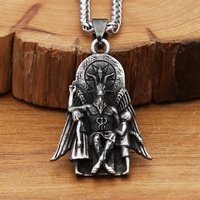 Vintage 316L Stainless Steel Lucifer With Anubis Charm Pendant Necklaces For Men Women Fashion Amulet Jewelry Gifts Dropshipping