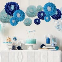 12Pcs Blue Series Paper Flower Balls, ideal for bridal shower anniversary Valentine and various festival scene decoration