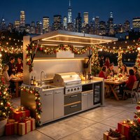 Customized Luxury Stainless Steel Outdoor Kitchen Cabinets with Full Cooking Equipment,Modular Outdoor Kitchen for Garden