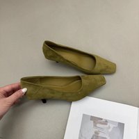 French suede elegant high-heeled shoes - Summer small square-toe stylish casual professional one-piece stiletto women's shoes