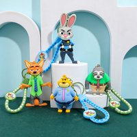 Disney Zootopia Officer Judy Lightning McQueen Nick Silicone Car Keychains Bag Charms Keyring Small Gifts Decorative Accessories