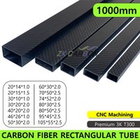 1Pcs Rectangle 3K Full Carbon Fiber Square Tube OD 20mm 30mm 40mm 50mm 60mm Length 1000mm 3K High Hardness Composite Material