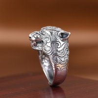 New Arrival Tiger Ring Male Jewelry Opening Top Quality Carving Zodiac Ring For Men Index Finger Accessories
