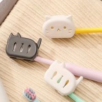 Adorable Cartoon Cat Toothbrush Head Protectors Set of 4, Portable Hygiene Covers for Travel, Business & Daily Family Use
