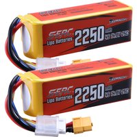 Sunpadow 4S Lipo-Akku 2250 mAh 14,8 V 25 C mit XT60-Stecker für RC-Car-Boot-Modell Racing Hobby 2 Stück