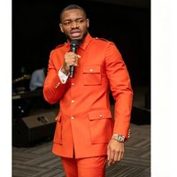 Orange Safari Suits for Prom 2 Pieces Men Suit Slim Fit Blazer Pants Set Summer Wedding Groom Business Beach Party Style