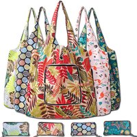 Fashion Portable Shopping Bags Various Prints And Large Capacity Convenient Nylon Easy To Fold Package Travel Essential