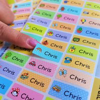 120pcs-30x13mm Cartoon Name Stickers Children Labels Water Proof Decals Multicolour Labels Tags Hebrew Names