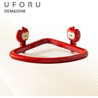 Uforu Drill-Free Apple Wall Shelf - Cute Adhesive Storage Rack with Drainage for Bathroom & Kitchen