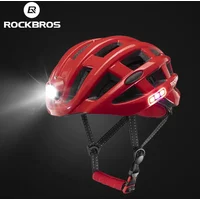 Casque de vélo ROCKBROS avec lumière d'avertissement, casque de vélo VTT et route, casque de sécurité nocturne, casque moulé intégralement avec lumière