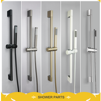 Brushed Gold Simple Bathroom Shower Head Wall Mounted Adjustable Shower Rod Brass Round Handheld Shower Bathroom Accessories