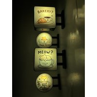 Miniature Glowing Coffee Atmosphere Light Fridge Magnets Magnetic Led Sign For Coffee Corner Side Home Kitchen Decoration