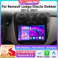 Snapdragon 6115 Android 14 autoradio multimédia pour Renault Lodgy Dacia Dokker 2012-202 sans fil CarPlay Android Auto 4G GPS DSP