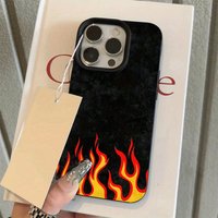 Fashion Flame Design Pattern Lychee-Textured Phone Case For iPhone 17 16 15 14 13 12 11 Pro Max XS XR Plus 17Air 17Pro TPU Cover
