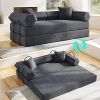 79'' Convertible Sofa Bed, Modular Floor Couch with Pull-Out Sleeper, 5-in-1 Folding Futon Sofa, Corduroy Couch, No, Customized