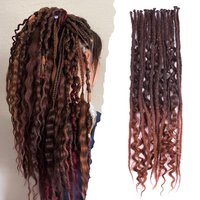 Synthetic SE Dreadlocs Braids Hair Extensions, 24 Inch 8 Strands/Lot 3 In 1 Mixed Hippie Style Single End Dreadslocks for Women