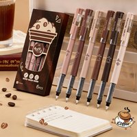 6Pcs/Set Large Capacity Gel Pen 0.5mm Quick-Drying Black Ink Pen Liquid Roller Ball Pen Student Writing Pens School Supplies