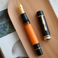 Majohn P139 Piston Resin Fountain Pen #8 F/M Nib, All Brass Piston System Large Capacity Writing Gift Pen