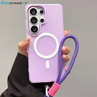 For Magsafe Lanyard Matte Case For Samsung Galaxy S25 FE S26 ULTRA S23 Plus S24 FE A37 A57 A56 A26 A36 A16 A17 Wrist Strap Cover