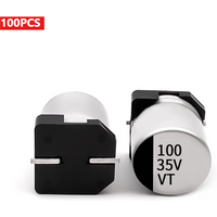 100pcs 35V 100uF SMD Aluminum Electrolytic Capacitor 6.3x7.7/6.3x5.4mm Miniature