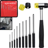 9pcs Pin Punch Set Removing Repair Tools Steel Round Head Grip Roll Kit Professional Hollow End Starter Punch Chisel Tools