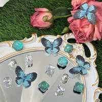Turquoise Butterfly Crystal Shoe Charms Rhinestone Clog Shoes Decorations DIY Accessories for Garden Sandals Women Girls
