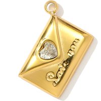 3pcs/Lot Wholesale Stainless Steel Enamel Love Envelope Pendant Rhinestone Heart DIY Charms Women Starfish Hand Jewelry