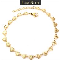 LUXUSTEEL Women’s Mini Heart Chain Anklet Gold Color Stainless Steel Ankle Bracelets On the Leg Trendy Bobo Jewelry Gifts
