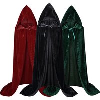 Halloween Velvet Cloak Cape Hooded Medieval Costume Witch Wicca Vampire Reaper Party Cosplay Costumes Long Dress Coats