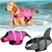 Shark/Mermaid Dog Life Jacket High Buoyancy Pet Swim Vest with Safety Handle Adjustable Dog Life Vest for Swimming Boating Beach