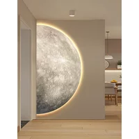 Remote Control Dimming Wall Painting Lamp Creative Minimalist Living Room Background Wall Decor LED Moon Painting Wall Lights