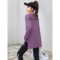 Oversize Women Yoga Long Sleeve Loose T-shirt Outdoor Sport Running Fitness Gym Elastic Breathable Solid Color Comfortable Tops
