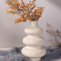 Plastic White Vase Home Living Room TV Cabinet Decorative Ornaments Flower Table Decoration Crafts 21.5*14.5cm