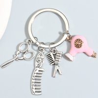 Hairstylist Keychain Scissors Comb Hair Dryer Key Ring Hairdressing Key Chains For Women Men DIY Handmade Jewelry Gifts