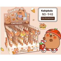 48pcs/Set Gel Pen Capybara Capibala Press Black 0.5mm Cartoon Patch Signature Pen Writing Instrument Student Stationery Supplies