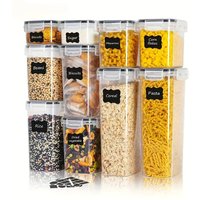 20Pcs Food Storage Containers 10 Boxes 10 Lids with Labels Airtight Pantry Kitchen Accessories Gadgets Tools Home Fridge