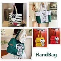 5 styles Bandai Minnie Snoopy Cute Cartoon Large Capacity Canvas Bag for Female Students To Hold Books Tote Mommy Bag