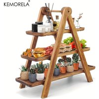 3 Tier Serving Tray Three Tiered Cupcake Stand Rectangle Serving Platter Wooden Tiered Tray Party Serving Brown Decorative Tray