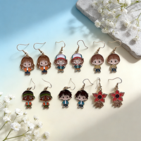Cartoon Monster Eddie Munson Demogorgon Flower Earrings Set for Women And Girls 3/6 Pairs Jewelry Party Accessory Fan Gift