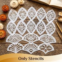 16pcs Vintage Mandala Stencils for Painting Damask Fan Pattern Templates For DIY Crafts Wood Floor Tile Graffiti Spray Stencil