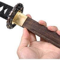 Iaido Wooden Sword Full Tang with Scabbard | Rosewood Kendo Practice Sword Japanese Samurai Training Prop Unsharp