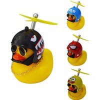 Rubber Small Yellow Duck with Helmet Car Interior Decoration Accessories Cycling Bell Kids Bike Horn Propeller Without Lights
