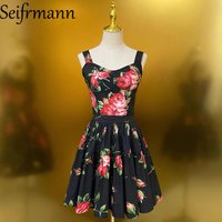 Seifrmann 2026 Spring Women's New Fashionable and Elegant Printed Cotton Strap Top+Half Skirt Two Piece Set