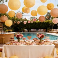 18-Piece Set of Yellow and Orange Round Paper Lanterns and Paper Flower Balls, Suitable for Weddings, Birthdays, Anniversaries, Thanksgiving, Mother's Day, and Graduation Ceremonies—No Electricity
