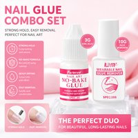 Farienne Nail Glue And Remover Kit Quick Dry Nail Art Adhesive Easy Soak Off For Press On Nails Manicure Set