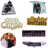 Fantasy Comedy Movie Good Omens Collection Brooch Funny Angels and Demons Metal Badge Men's Backpack Pin Accessories